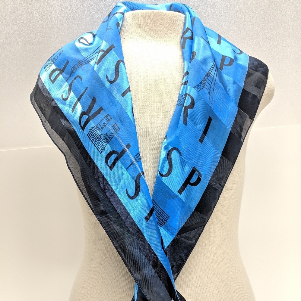 J Mico Sancho Blue Black Paris Scarf 32"x32"